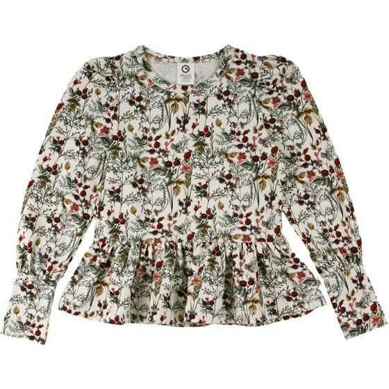 Green Cotton Müsli LS Shirt Flower Frill