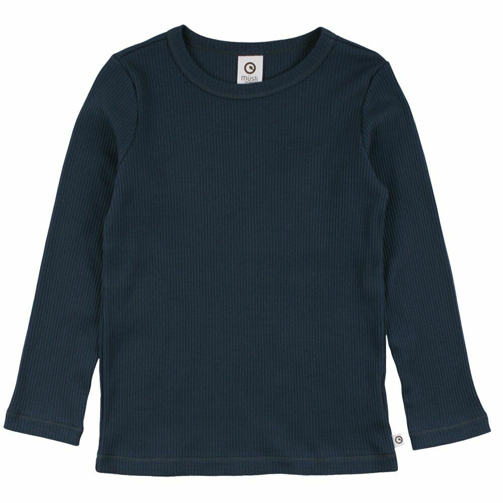 Green Cotton Müsli Rib Langarmshirt Midnight