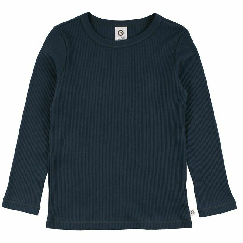 Green Cotton Müsli Rib Langarmshirt Midnight