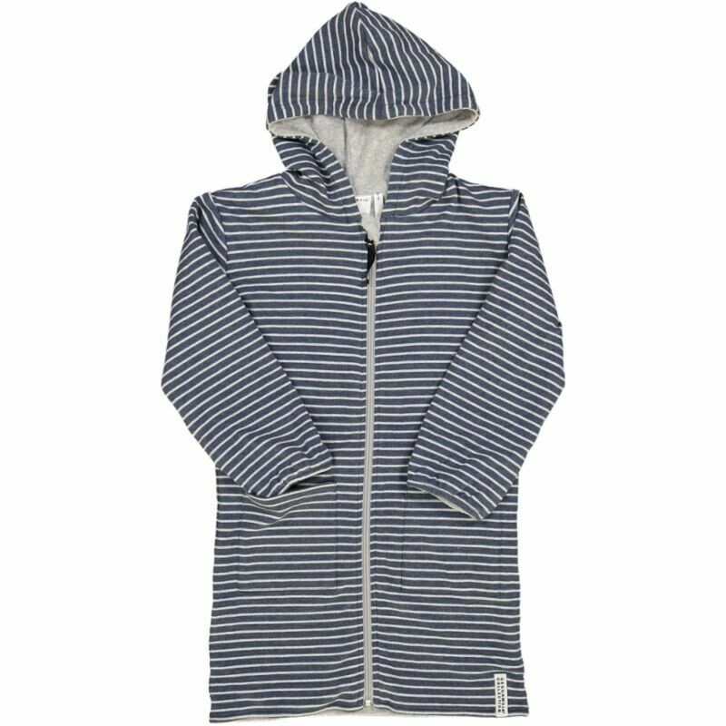 Geggamoja Bademantel wendbar classic Marin Blue Stripe