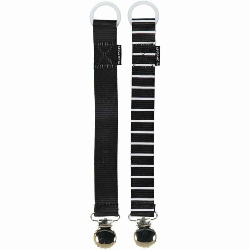 Geggamoja Pacifier holder / Nuggihalter Black/White 2-Pack