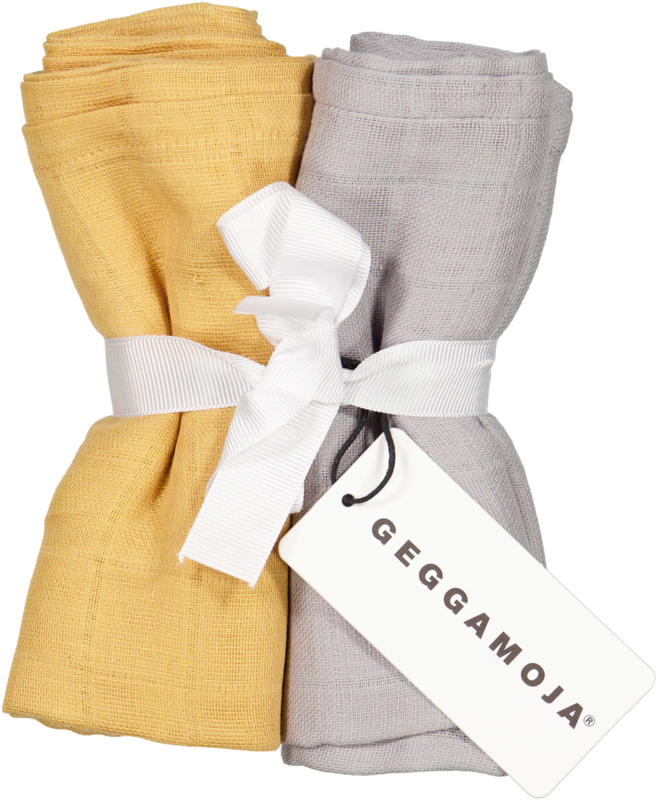 Geggamoja 2-Pack Muslin Blankets Mustard/Grey