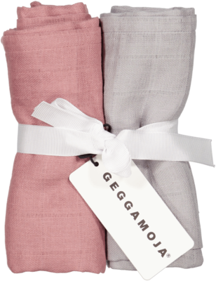 Geggamoja 2-Pack Muslin Blankets Dust Pink/Grey