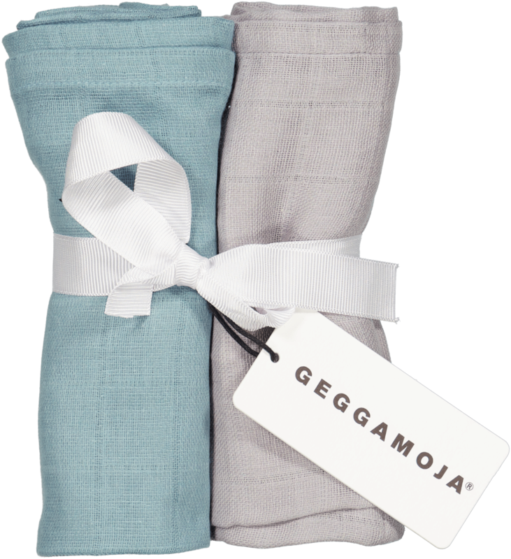 Geggamoja 2-Pack Muslin Blankets Dark Mint/Grey