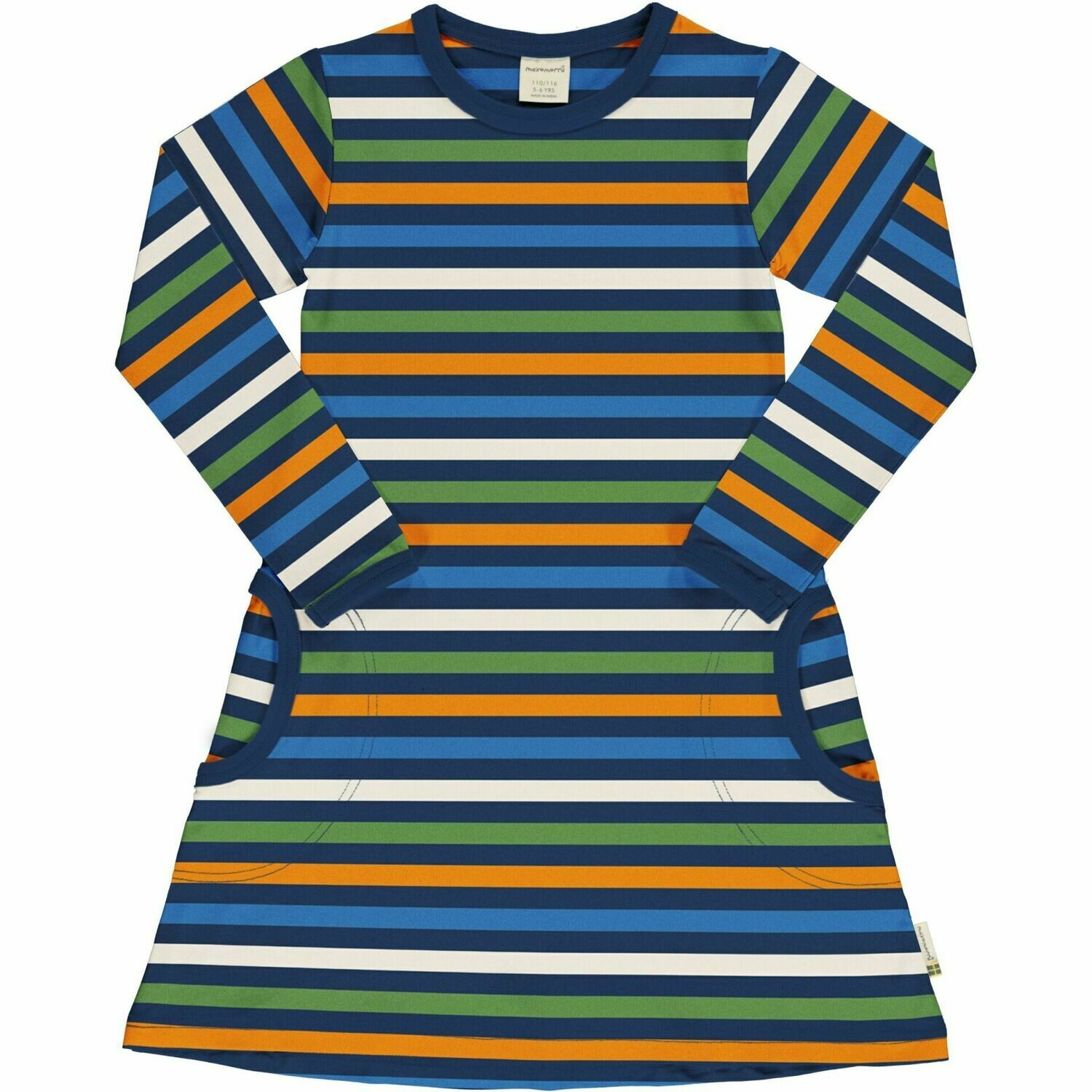 Maxomorra Dress LS Stripe Navy