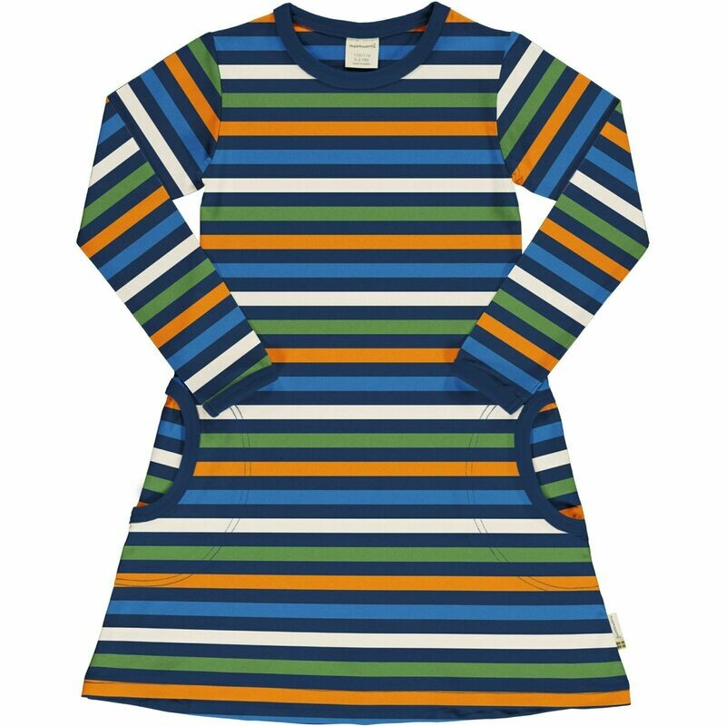 Maxomorra Dress LS Stripe Navy