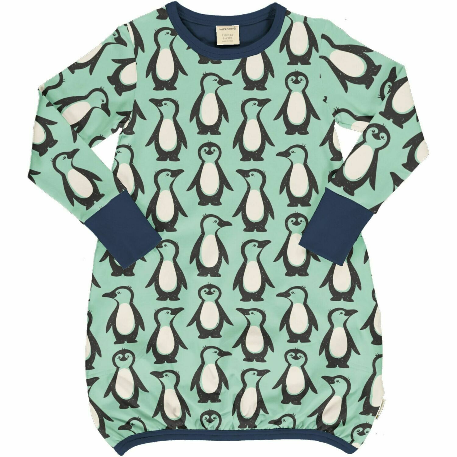 Maxomorra Dress Balloon LS Penguin Family
