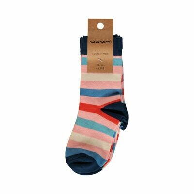 Maxomorra Socks 2-Pack Stripe Blossom