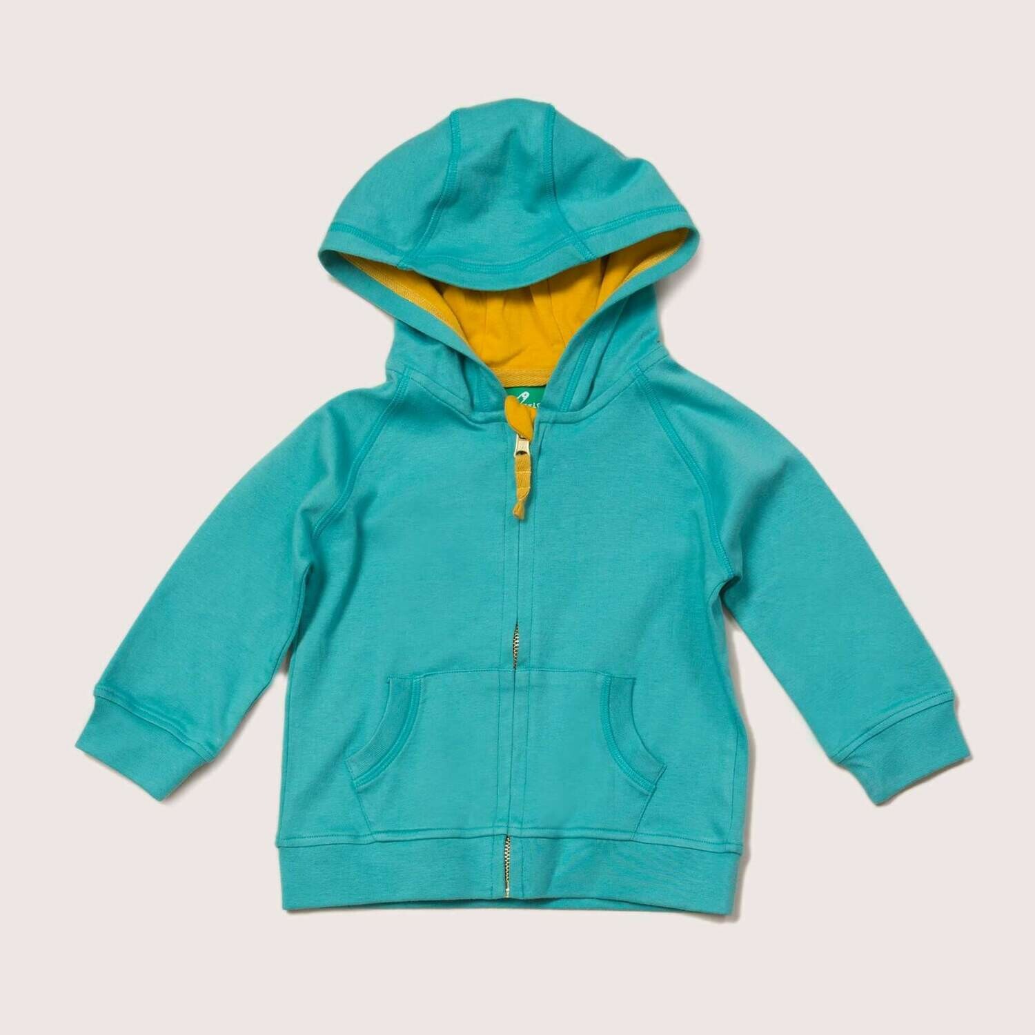 Little Green Radicals Peacock Blue Zip-Up Star Hoodie