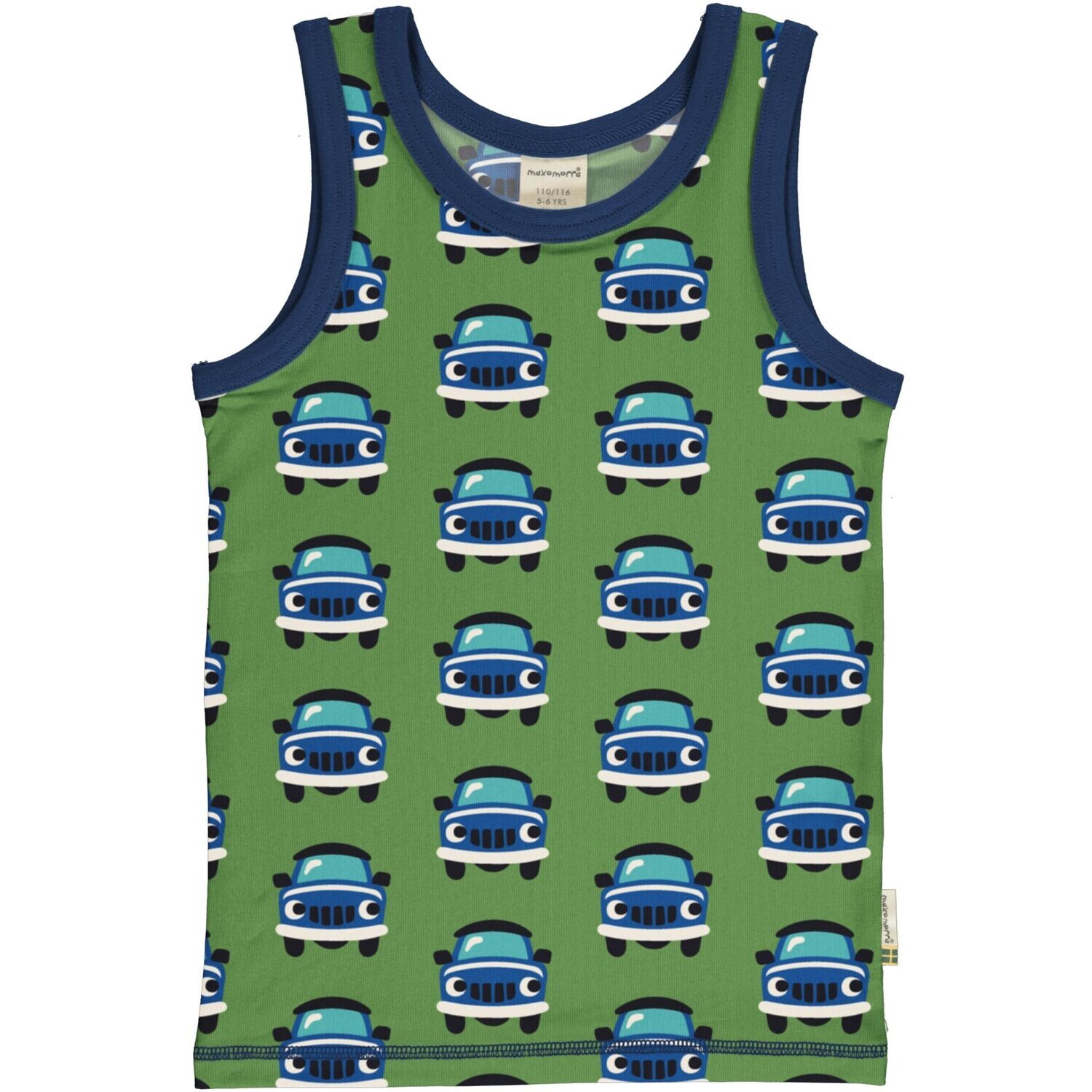 Maxomorra Tank Top Car Green
