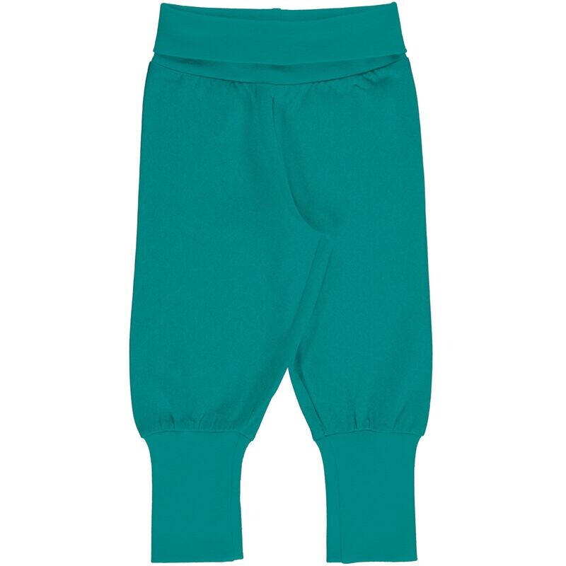 Maxomorra Pants Rib Solid Lagoon