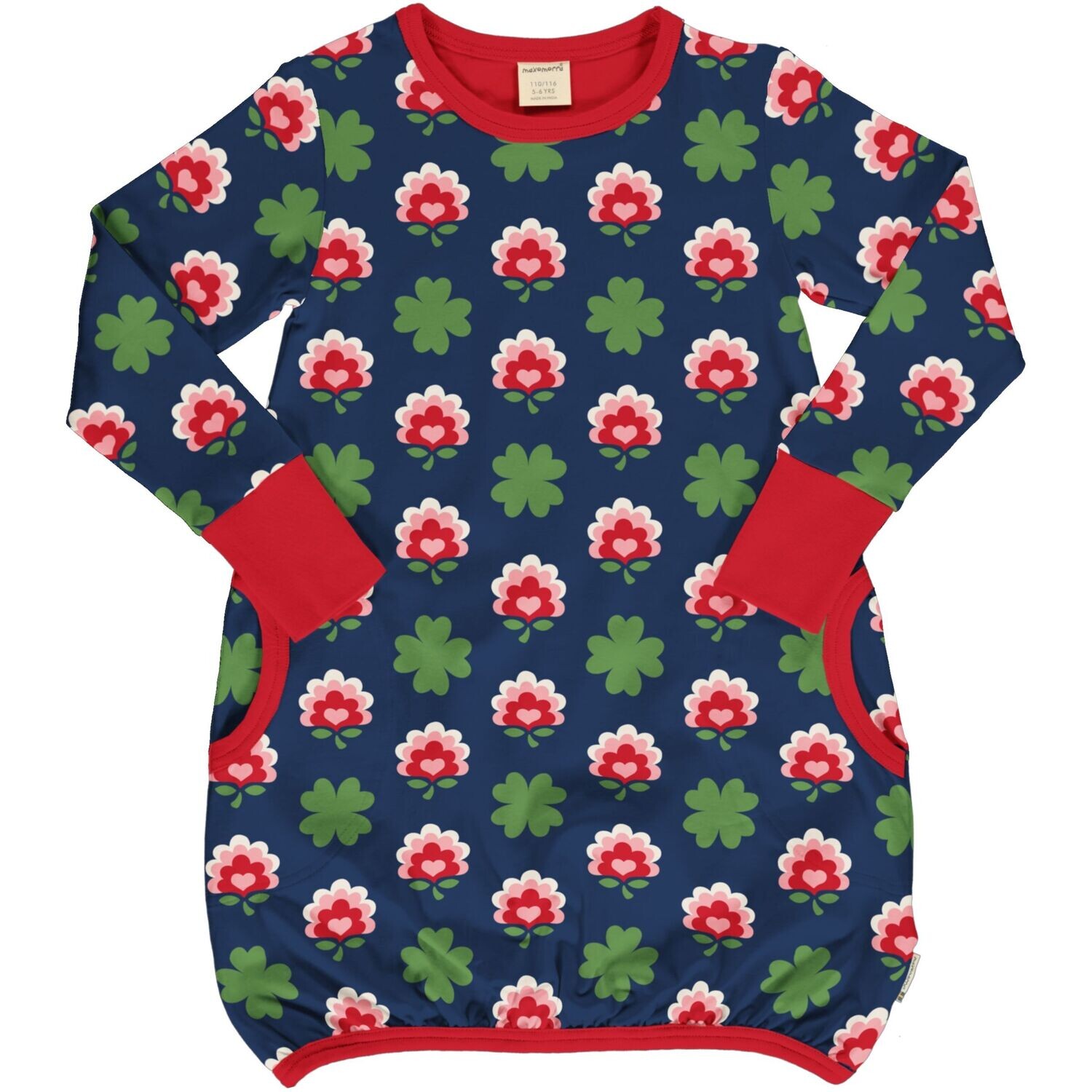 Maxomorra Dress Balloon LS Clover