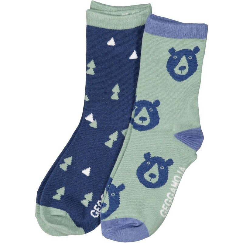 Geggamoja 2-Pack Socks Green Bear