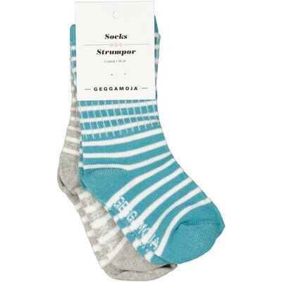 Geggamoja 2-Pack Socks Stripes Mint/Grey