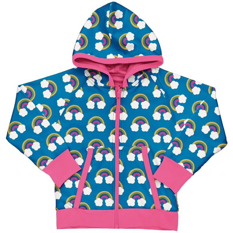 Maxomorra Cardigan Hood Reversible Farm Rainbow