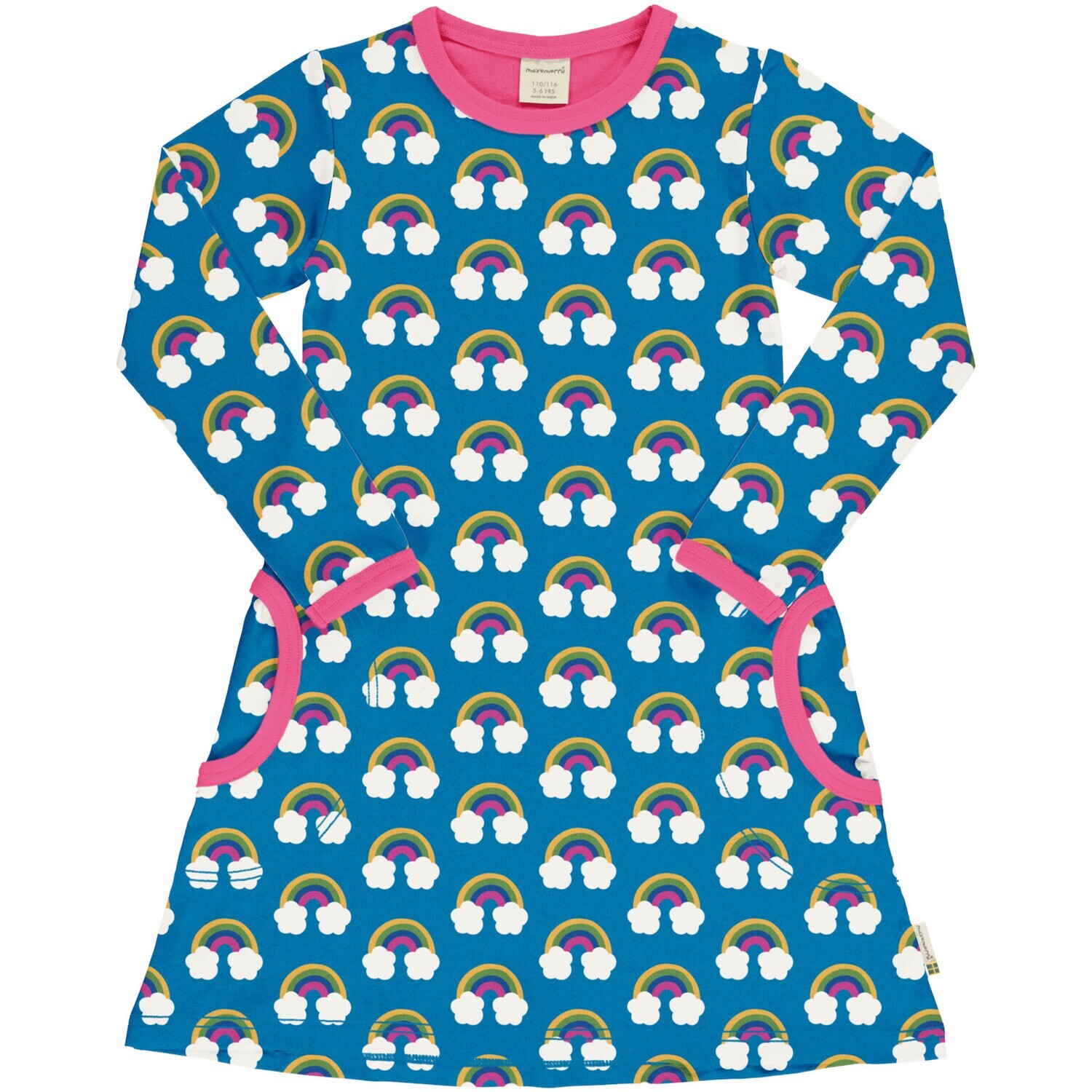 Maxomorra Dress LS Farm Rainbow