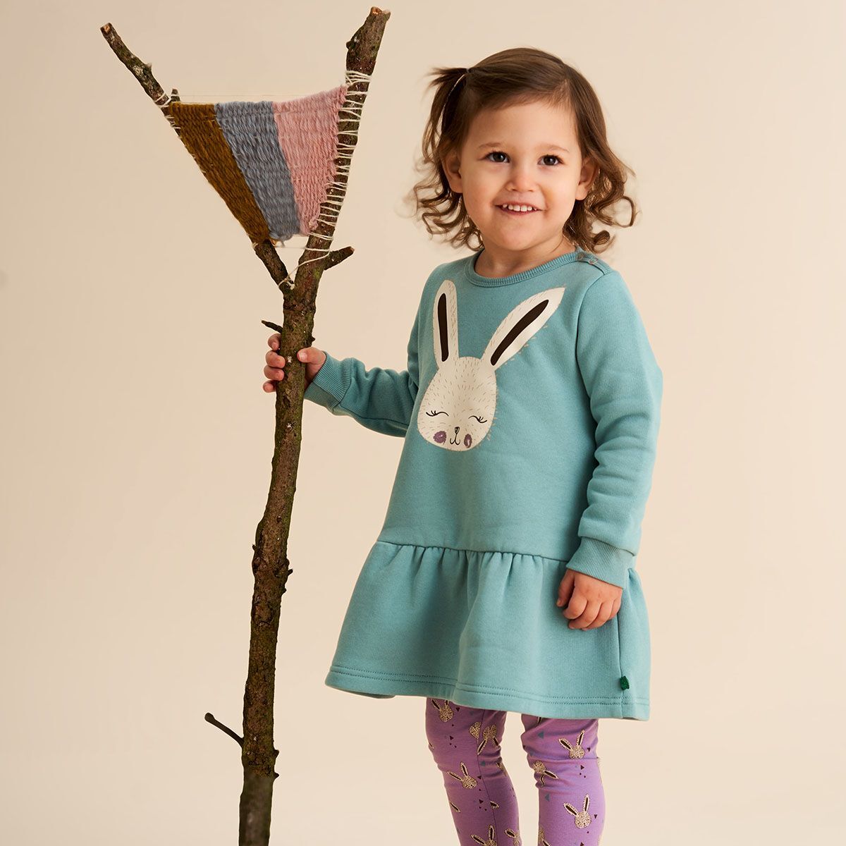 Green Cotton Freds World Sweat Kleid Rabbit Baby