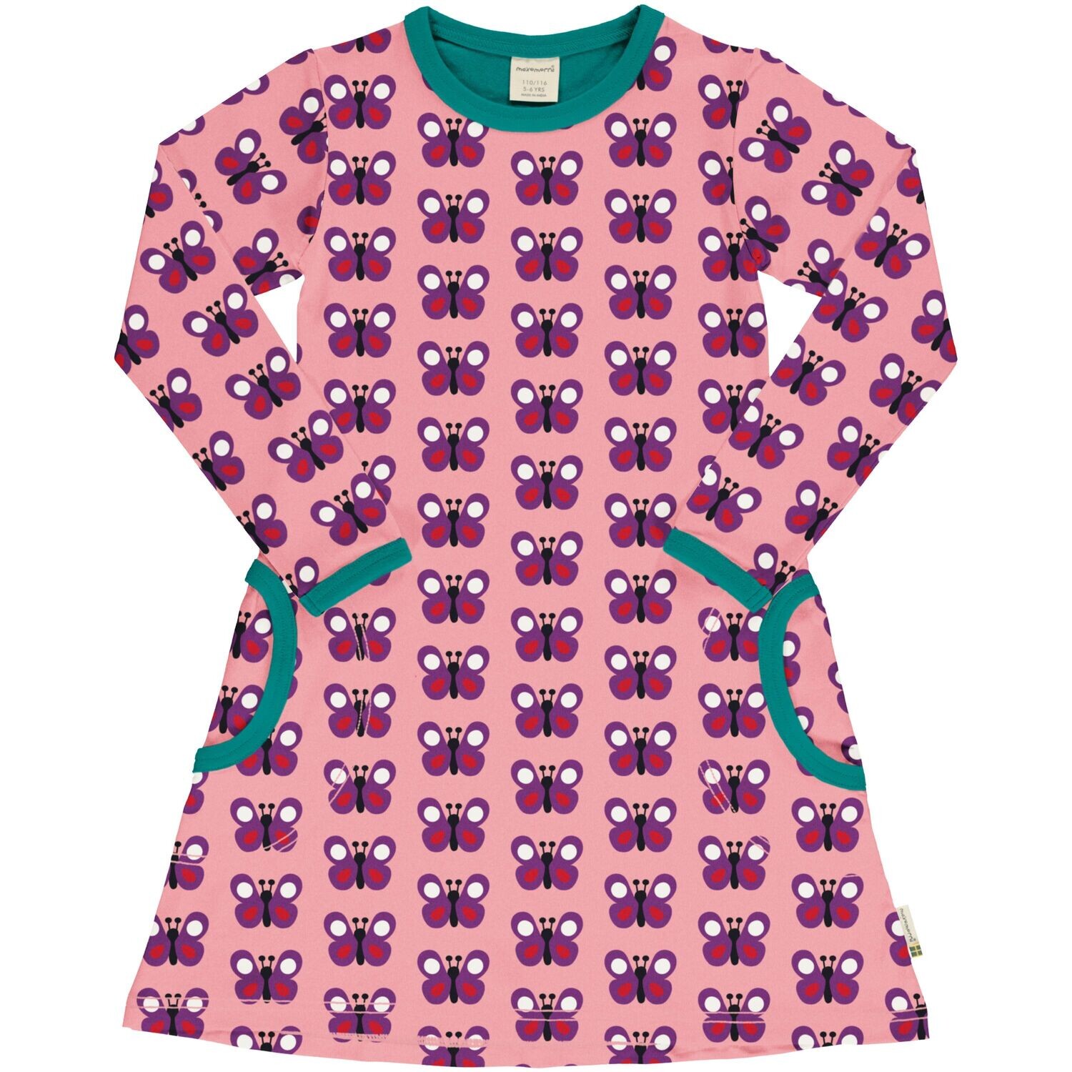 Maxomorra Dress LS Garden Butterfly