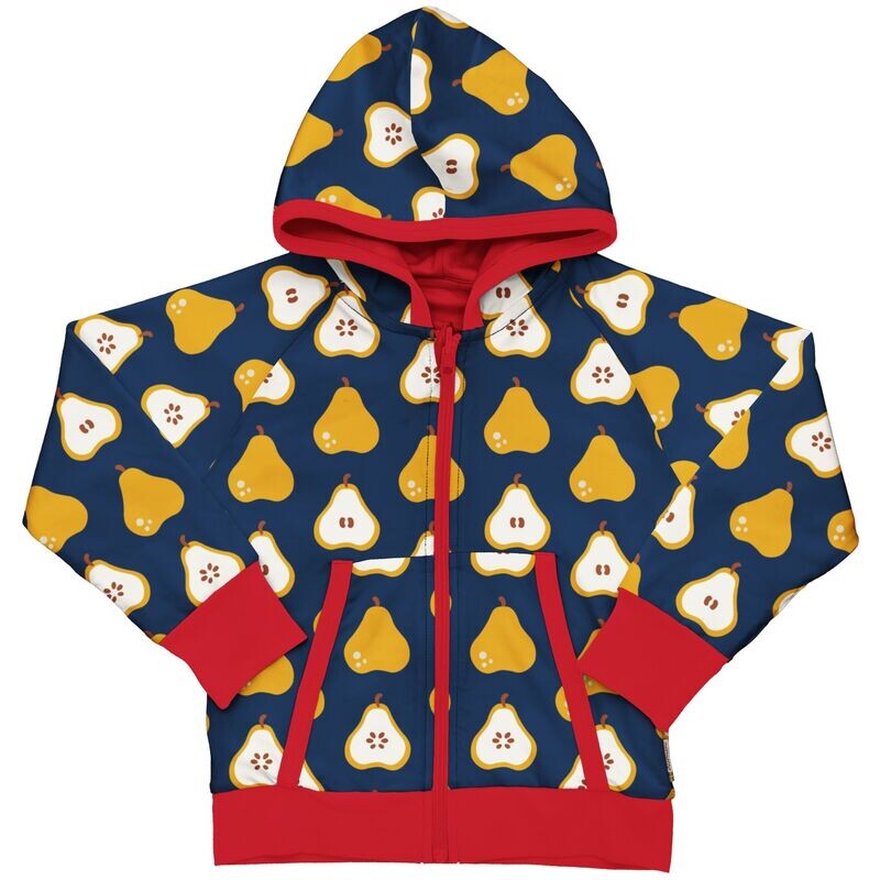 Maxomorra Cardigan Hood Reversible Garden Pear