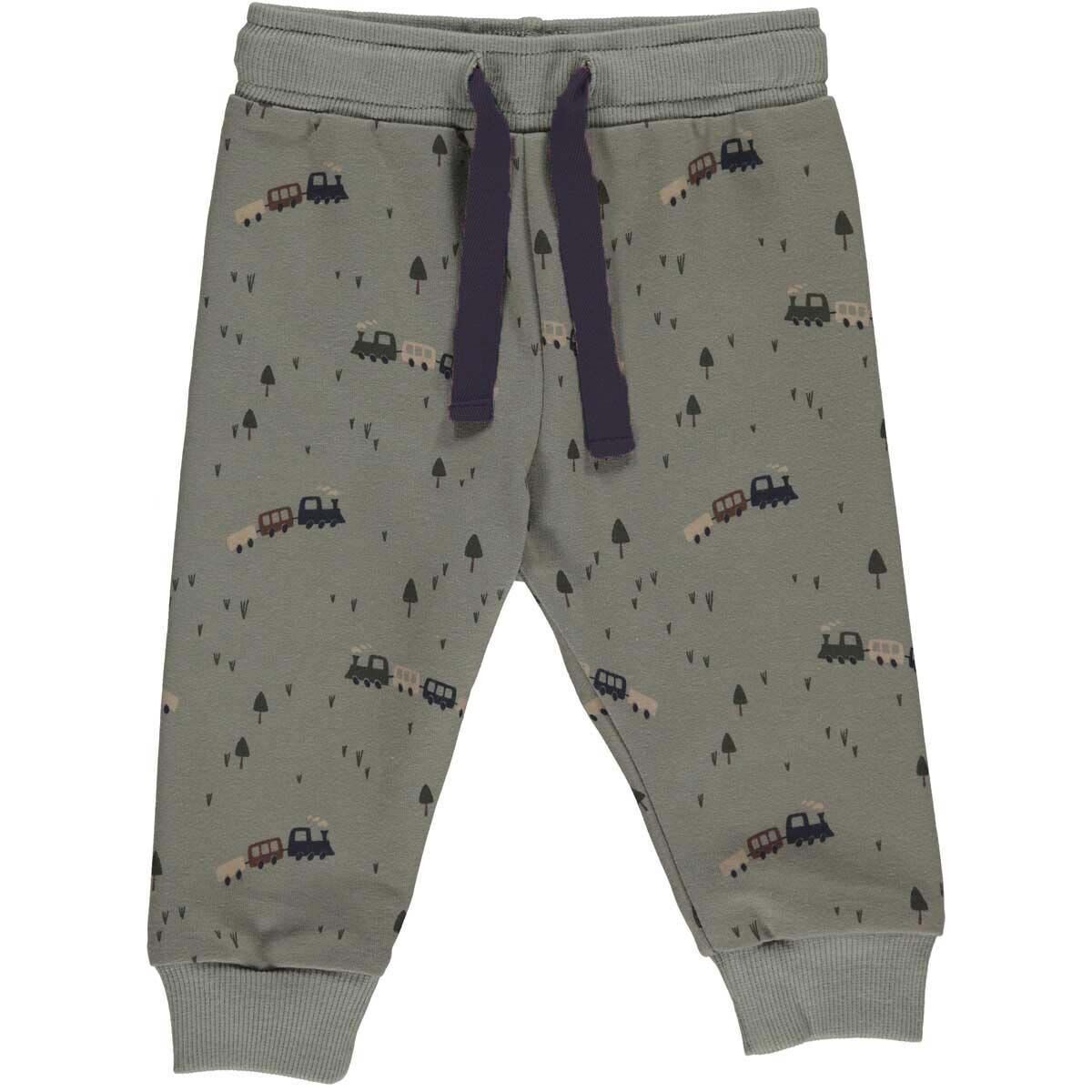 Green Cotton Müsli Train Sweat Pants Baby