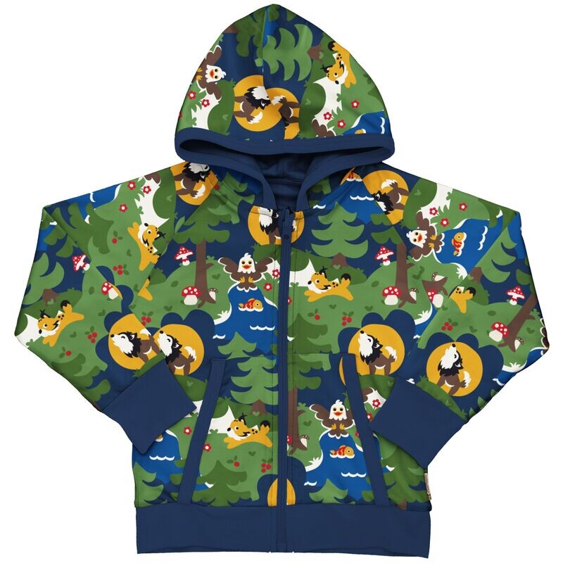 Maxomorra Cardigan Hood Reversible Nordic Wild