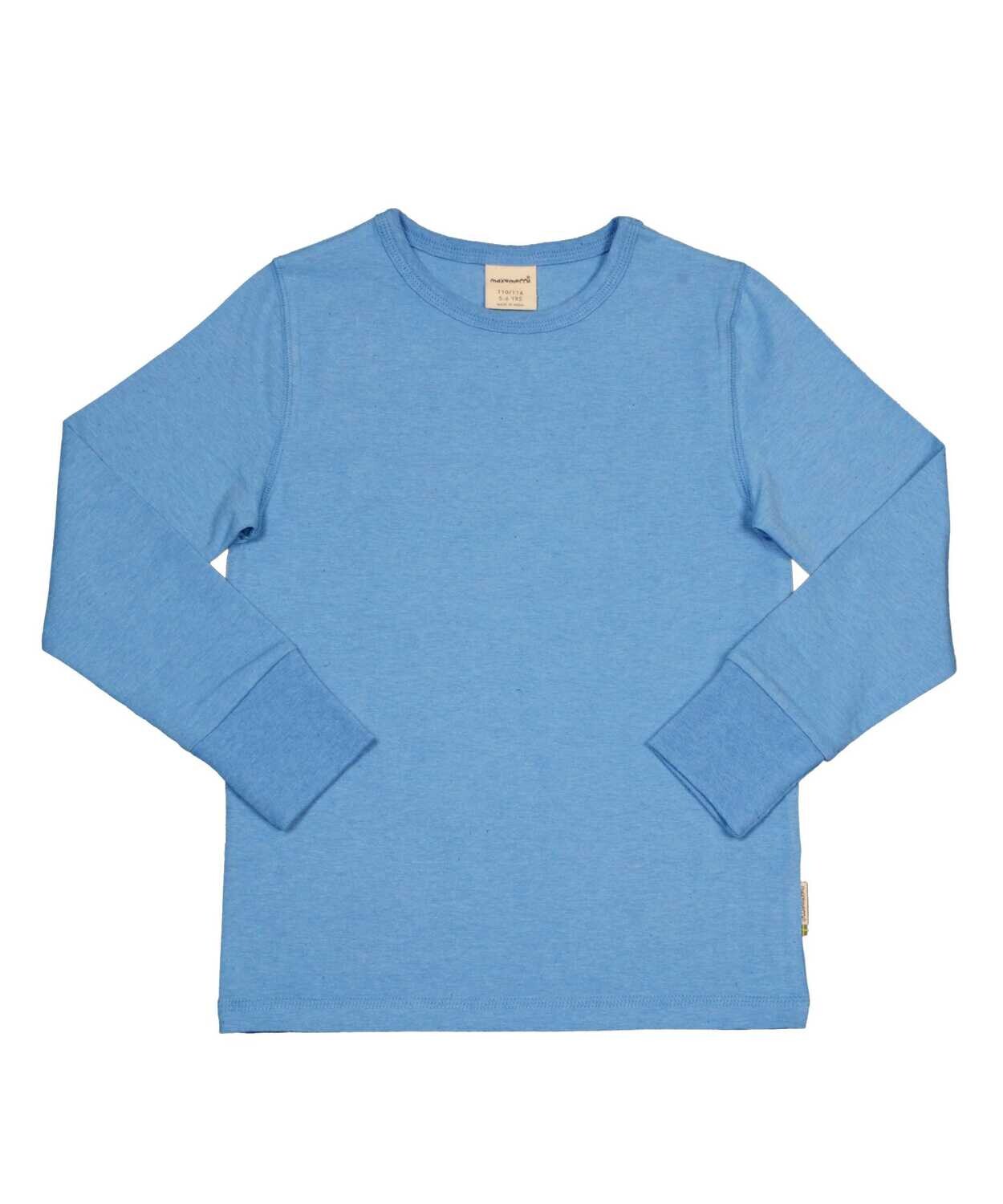 Maxomorra Shirt LS Melange Blue Mel