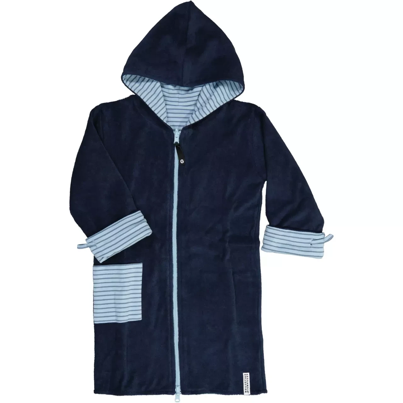 Geggamoja Bademantel wendbar Navy/Blue Stripe