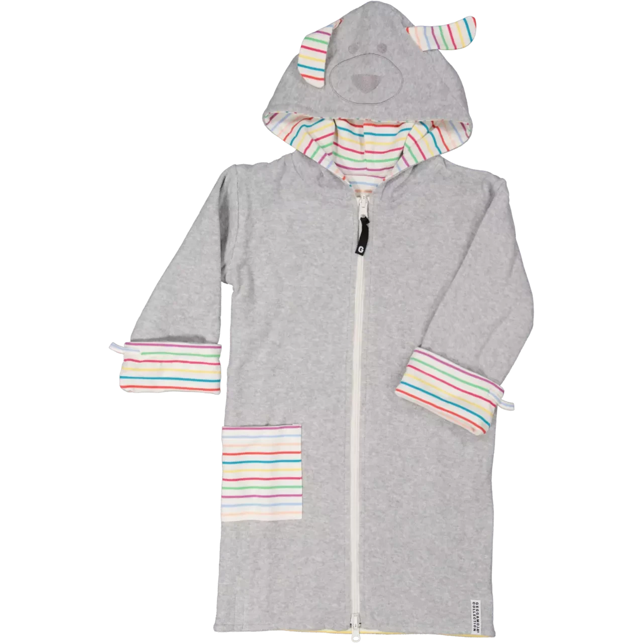 Geggamoja Bademantel wendbar Grey/Multi Stripe