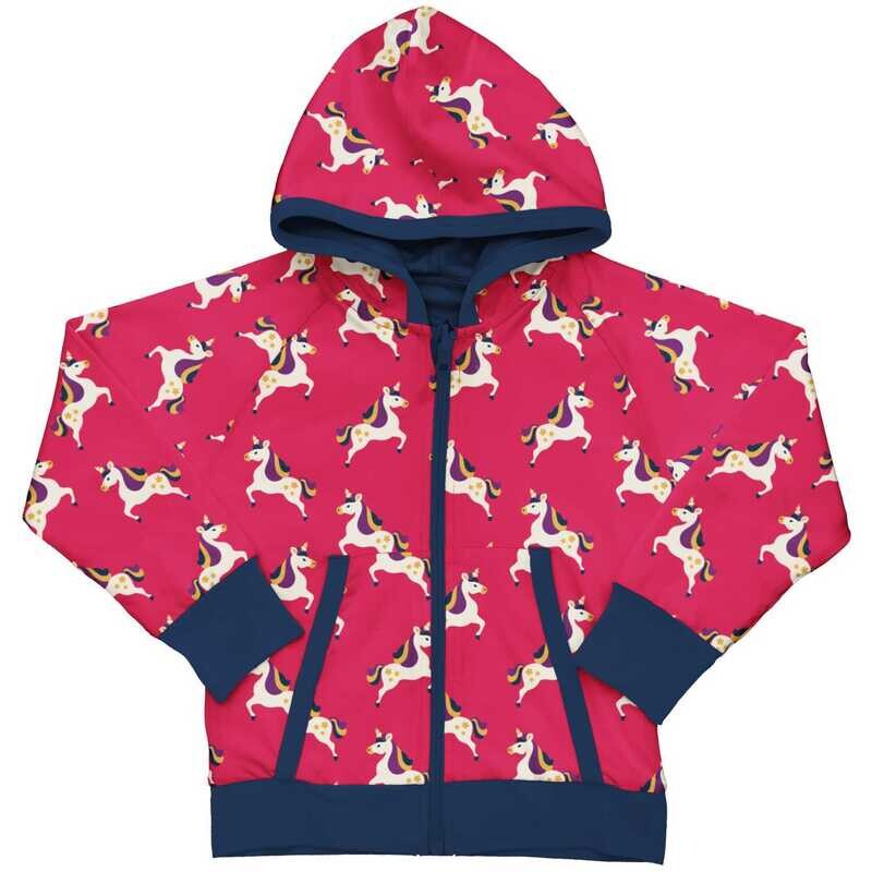 Maxomorra Cardigan Hood Reversible Pink Unicorn