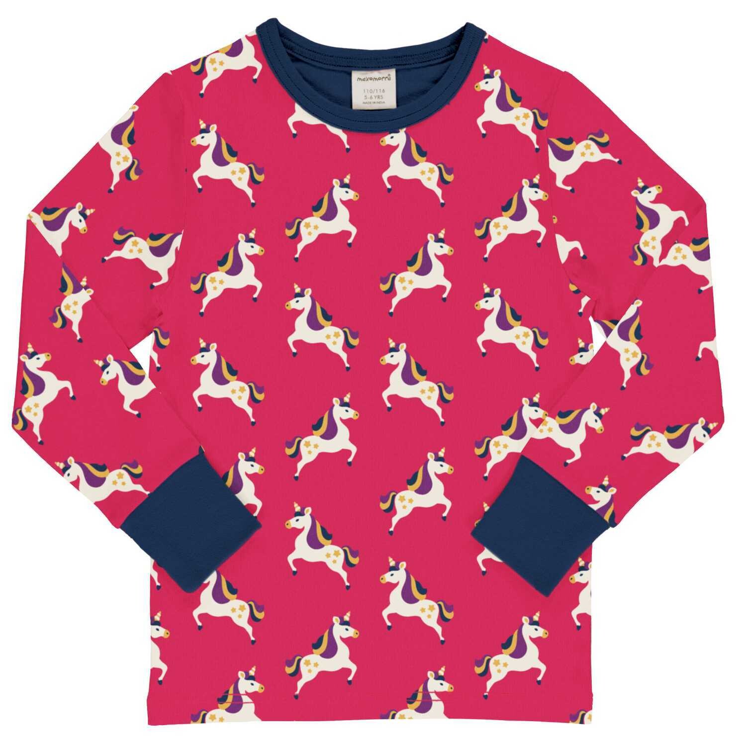 Maxomorra Top LS  Pink Unicorn