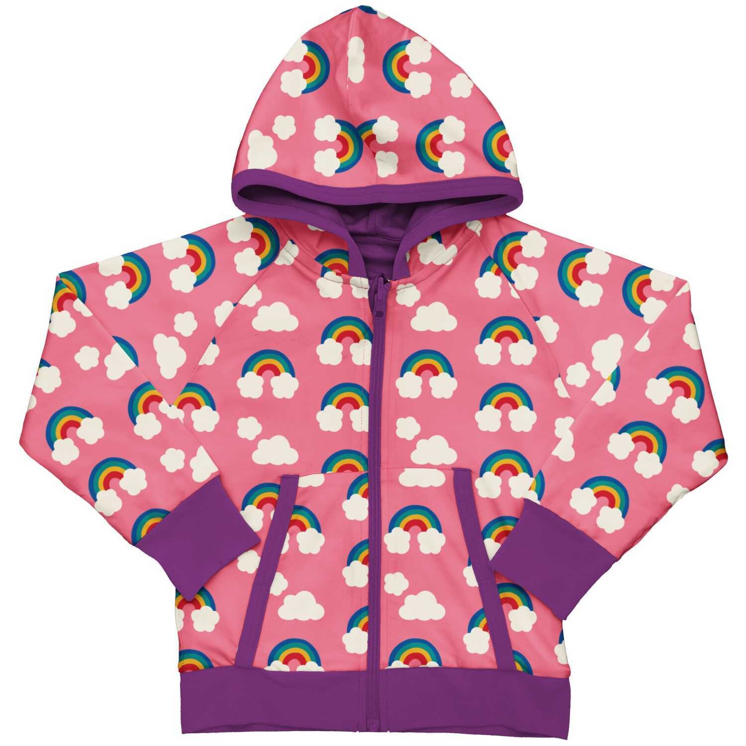Maxomorra Cardigan Hood Reversible Rainbow