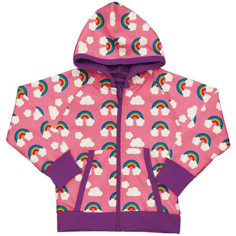 Maxomorra Cardigan Hood Reversible Rainbow