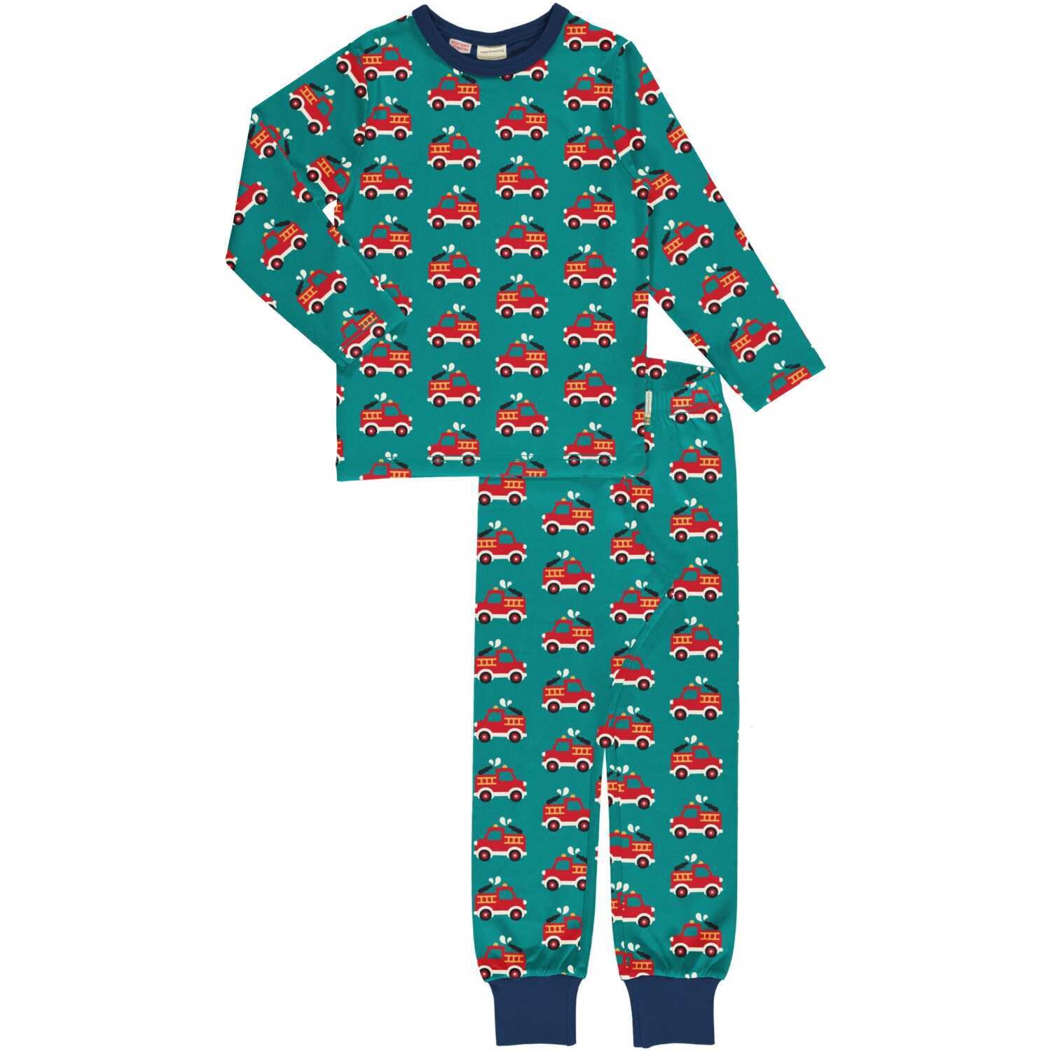 Maxomorra Pyjama LS Fire Truck Green