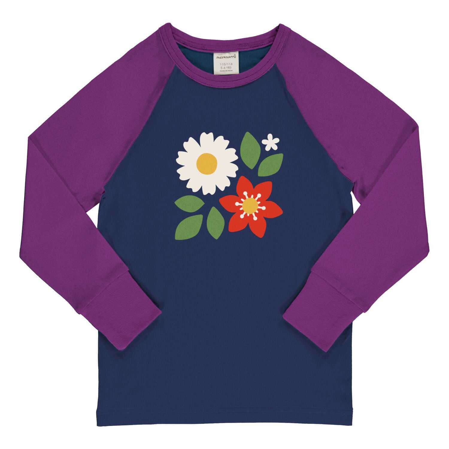 Maxomorra Top LS  Raglan Flowers