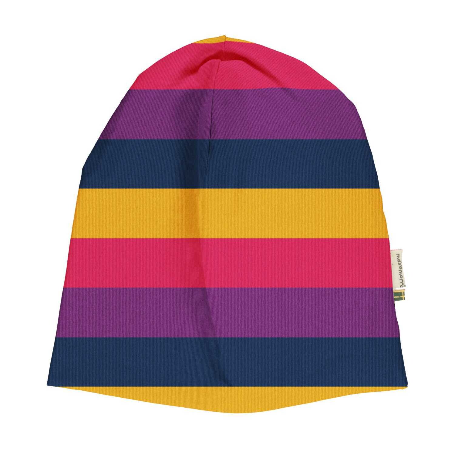 Maxomorra Mütze Stripe Sweat Purple