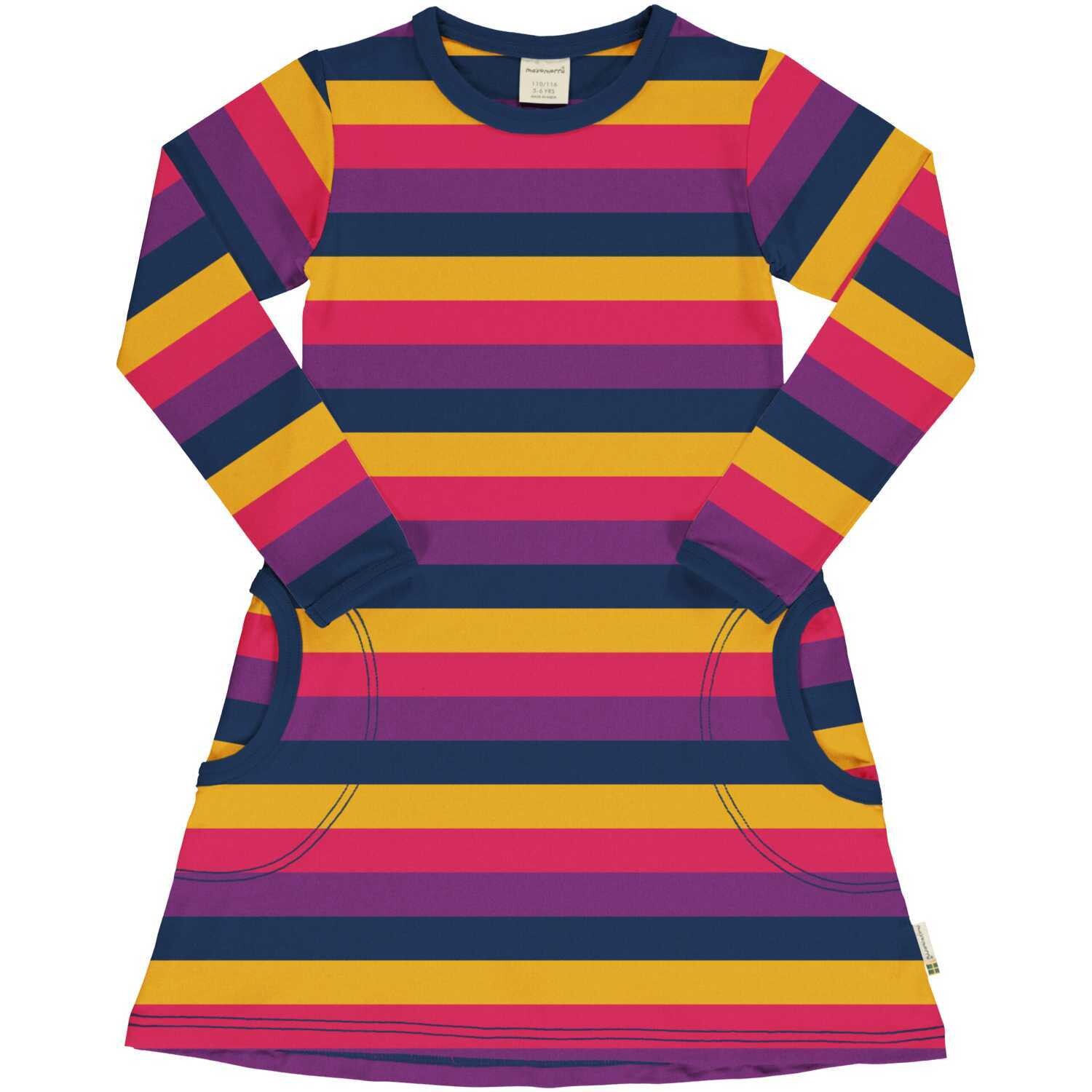 Maxomorra Dress LS Stripes Purple