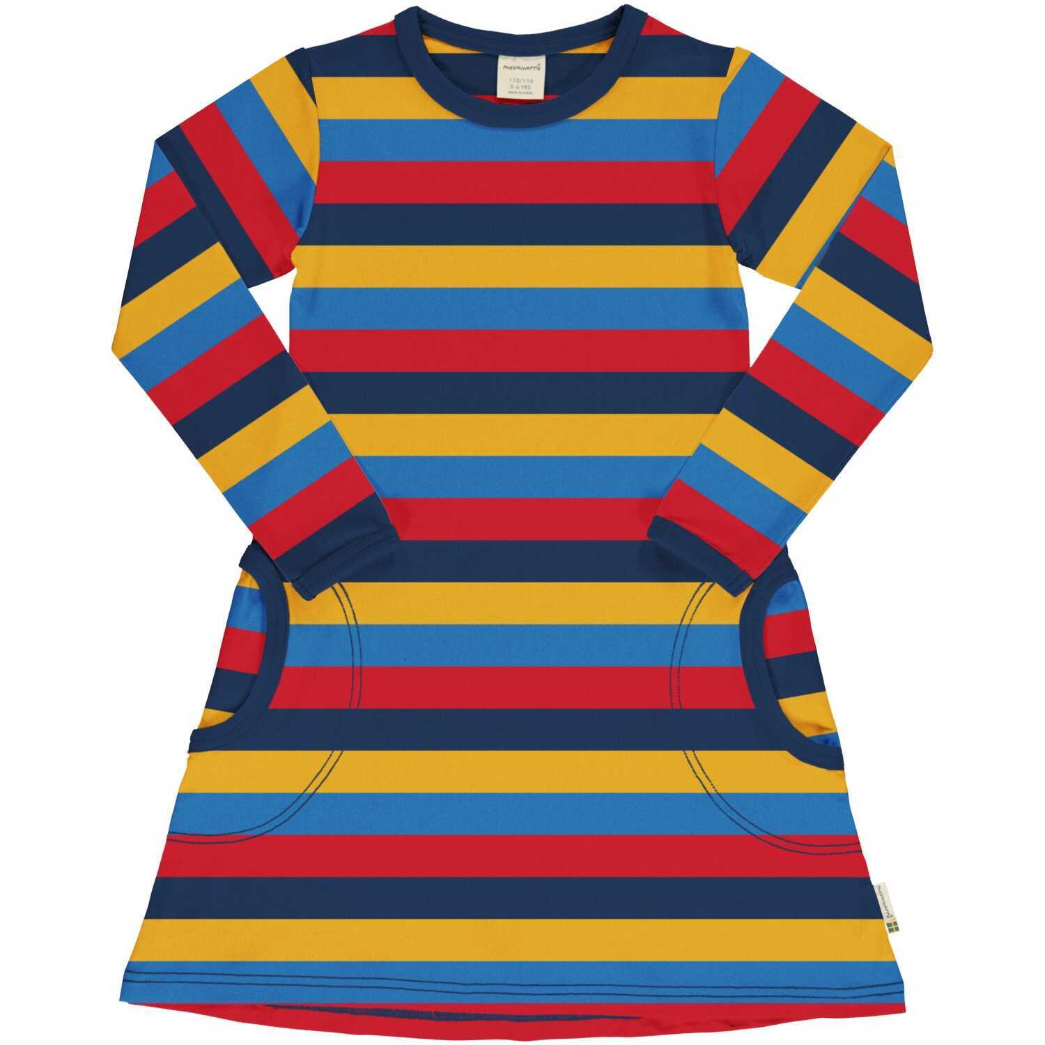Maxomorra Dress LS Stripes Blue