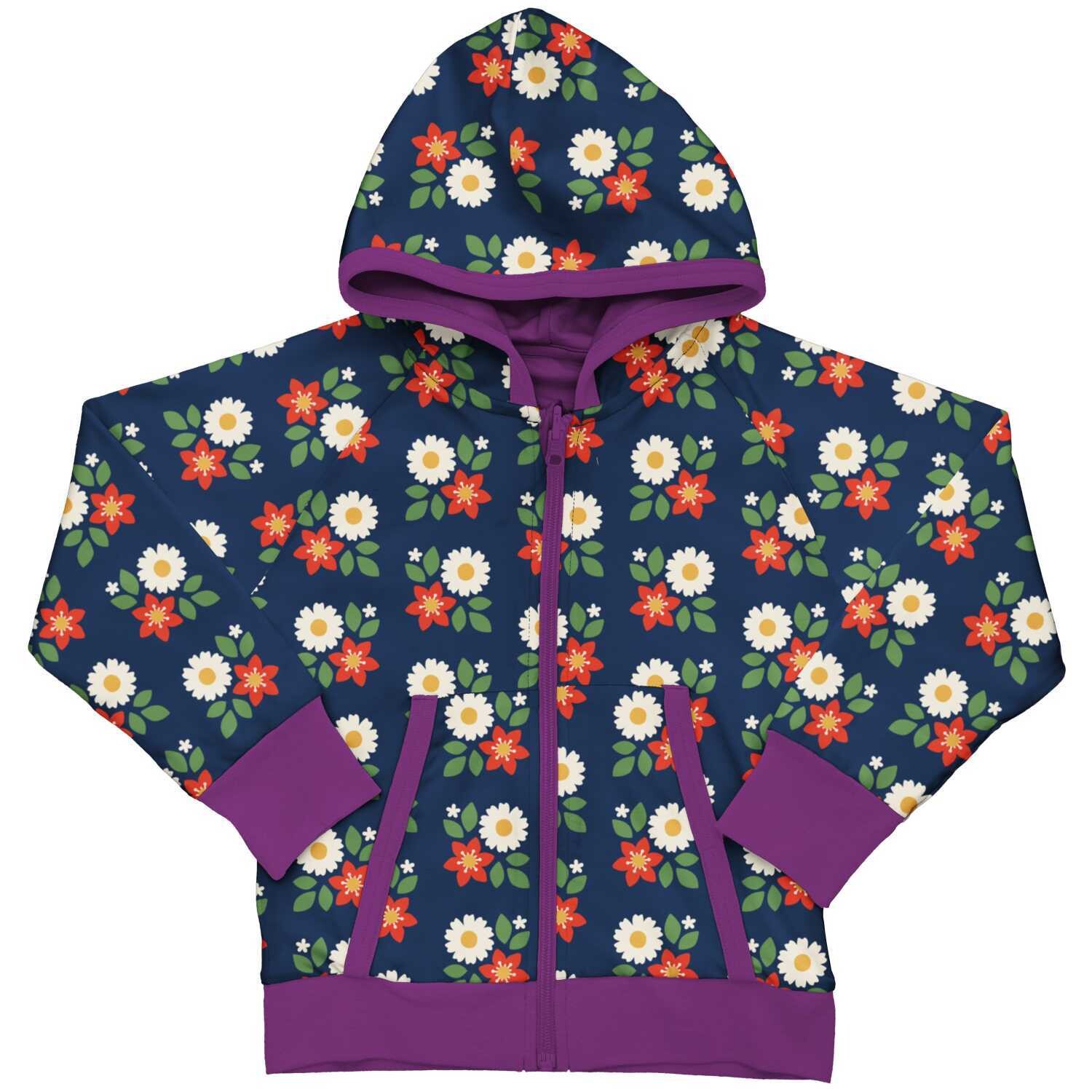 Maxomorra Cardigan Hood Reversible Flower
