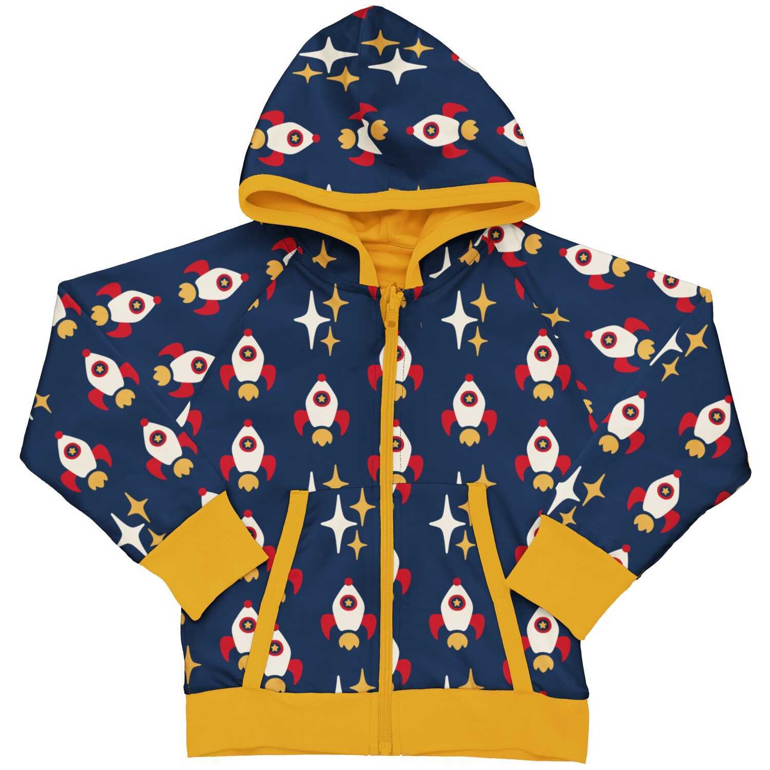Maxomorra Cardigan Hood Reversible Rocket