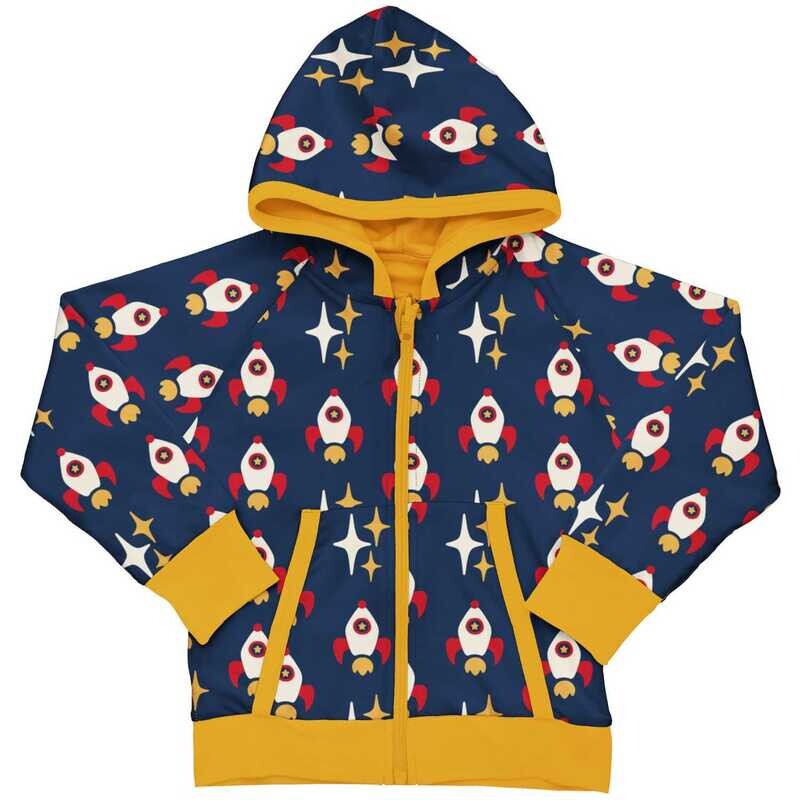 Maxomorra Cardigan Hood Reversible Rocket
