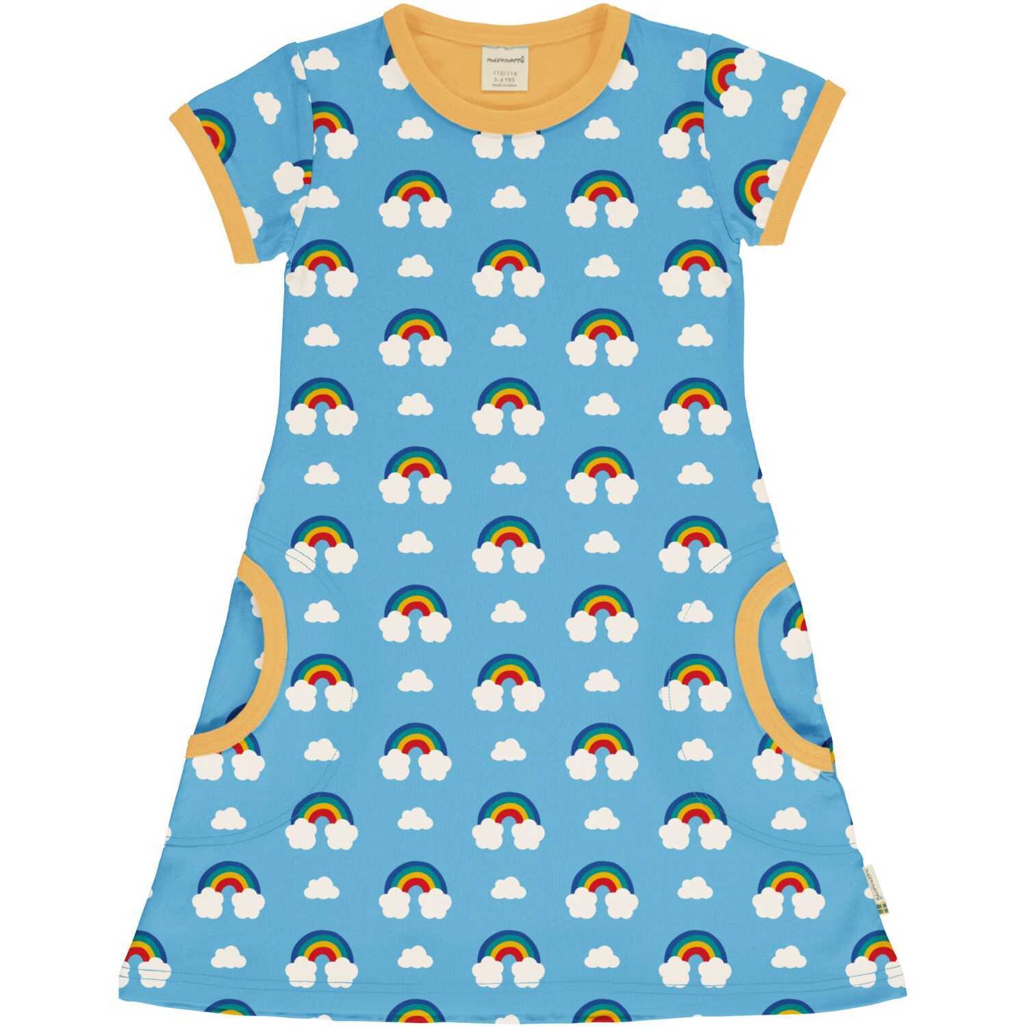 Maxomorra Dress SS Rainbow Light Blue
