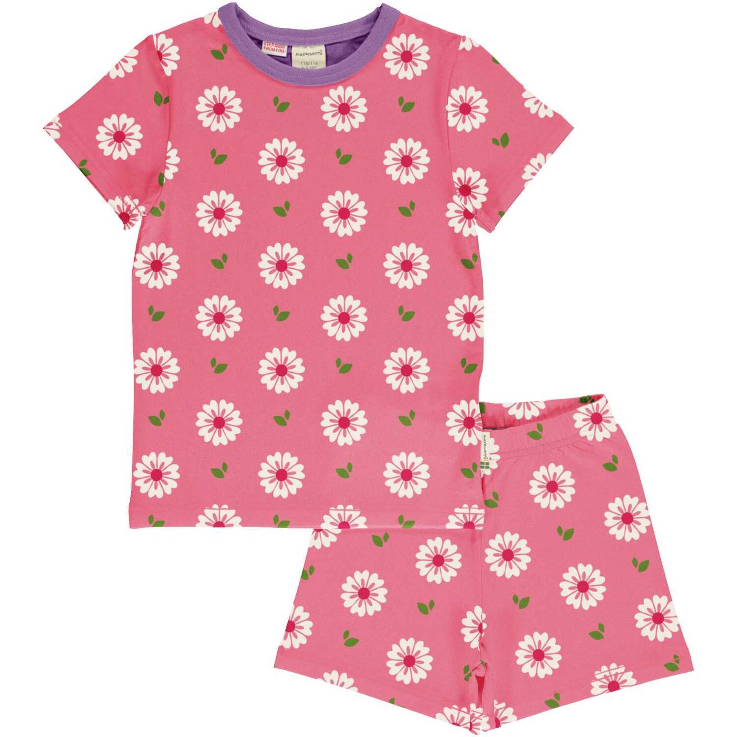 Maxomorra Pyjama SS Flowers Rosé