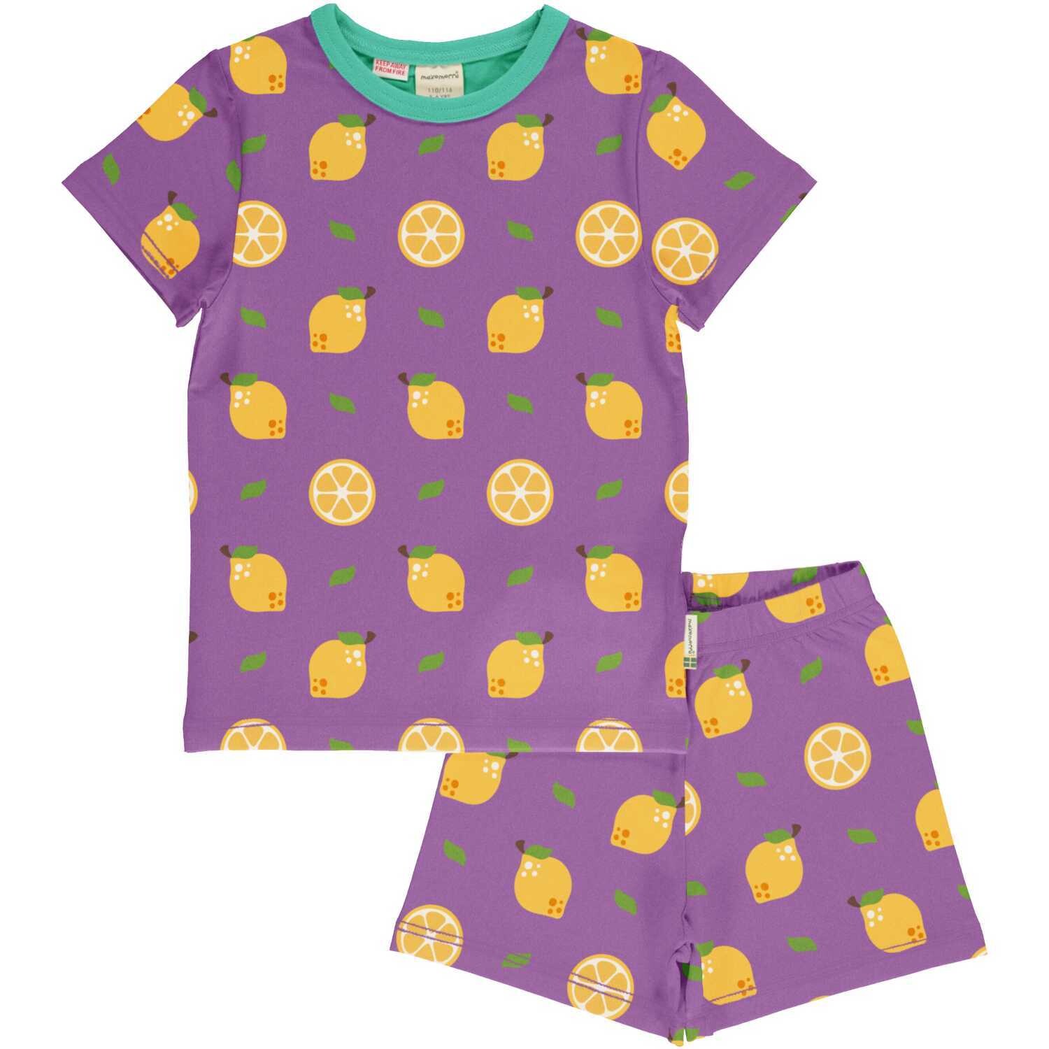 Maxomorra Pyjama SS  Lemon Purple
