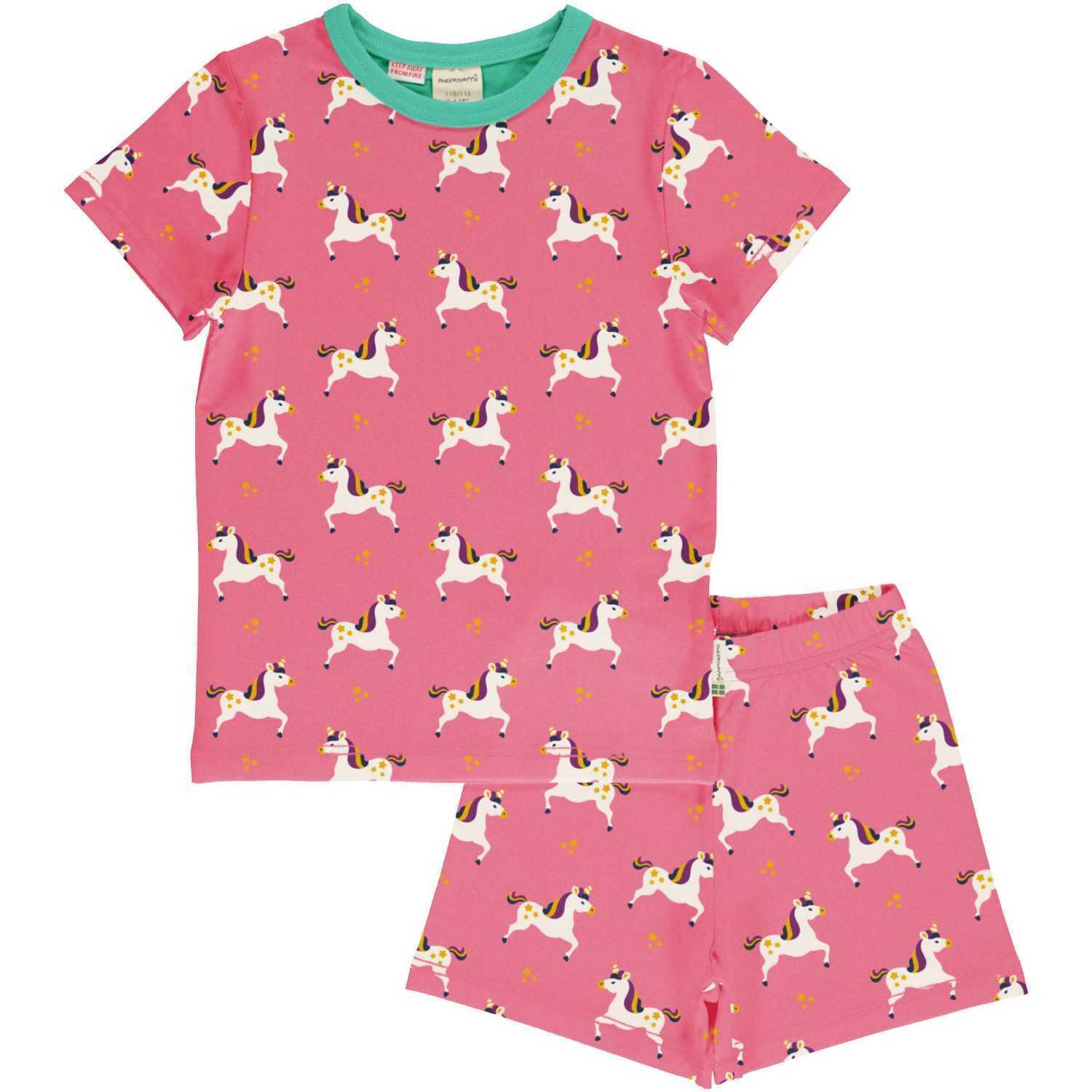 Maxomorra Pyjama SS Unicorn Pink