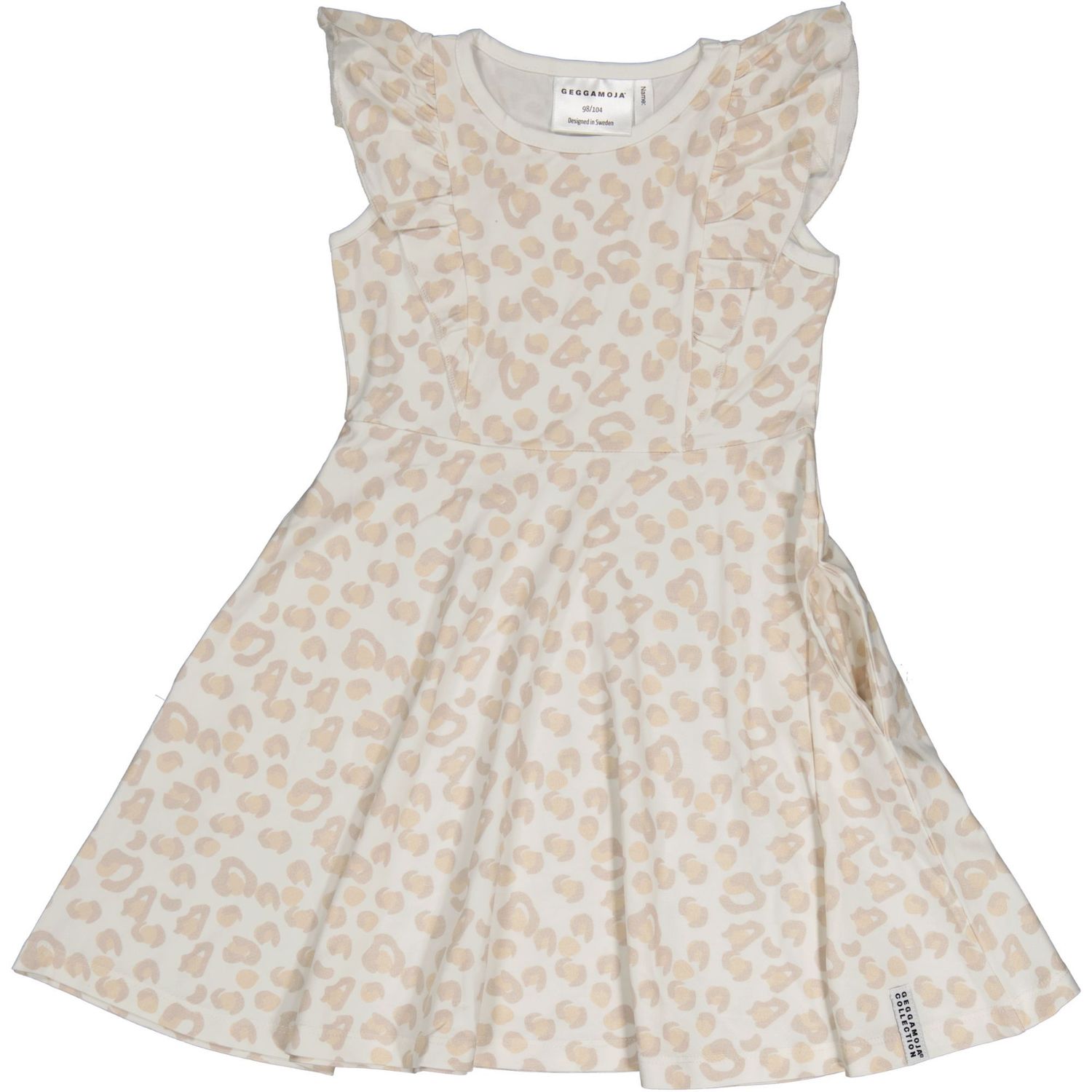 Geggamoja Bamboo Summer Flared Dress Soft Beige Leo