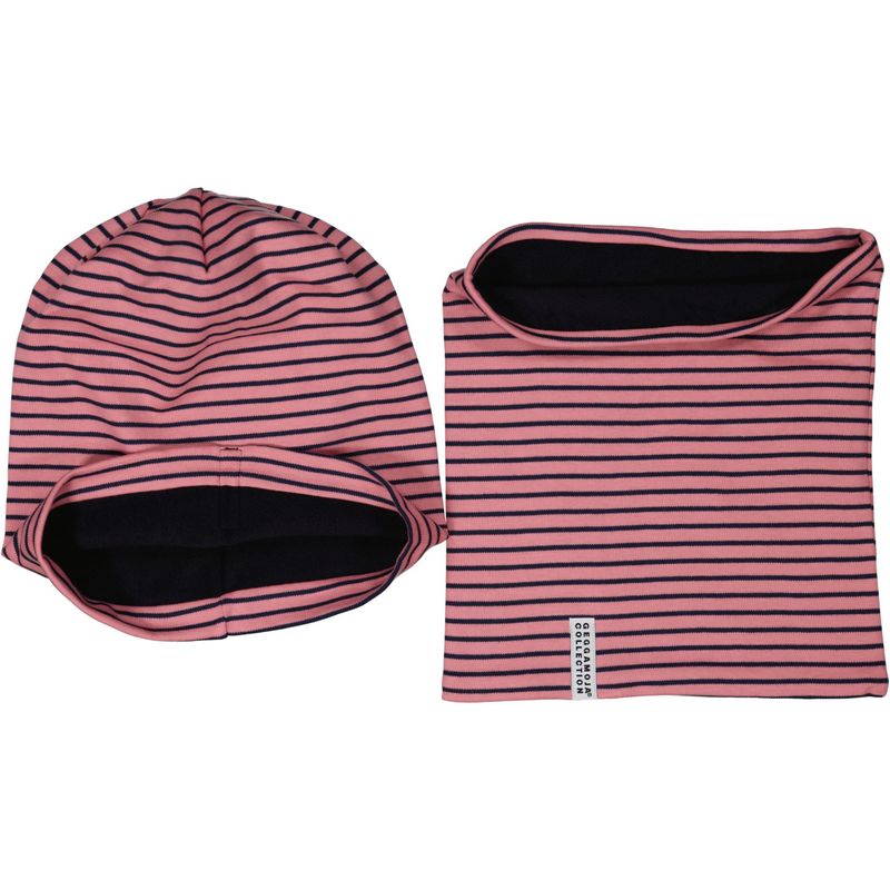Geggamoja Set Beanie/Schal Fleece Pink/Nv