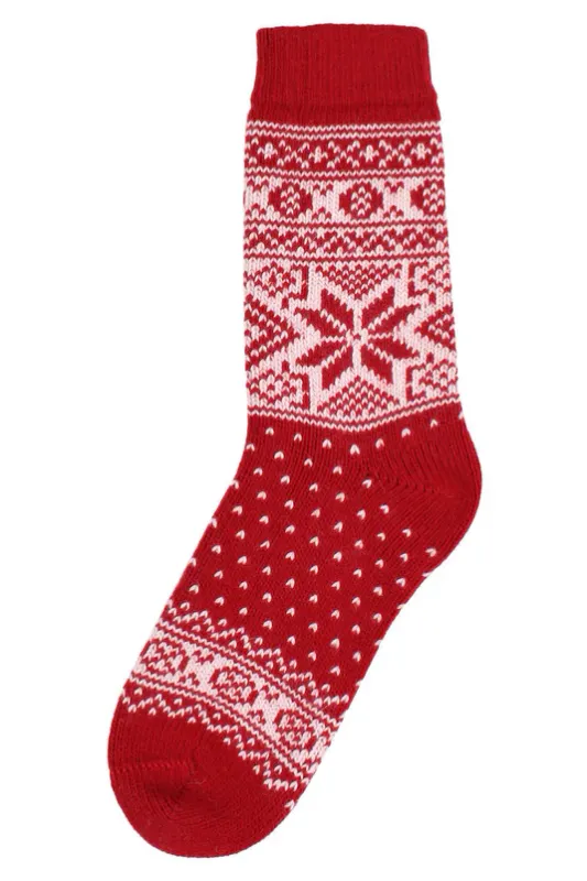 Danefae Warm Wool Socks Red/White