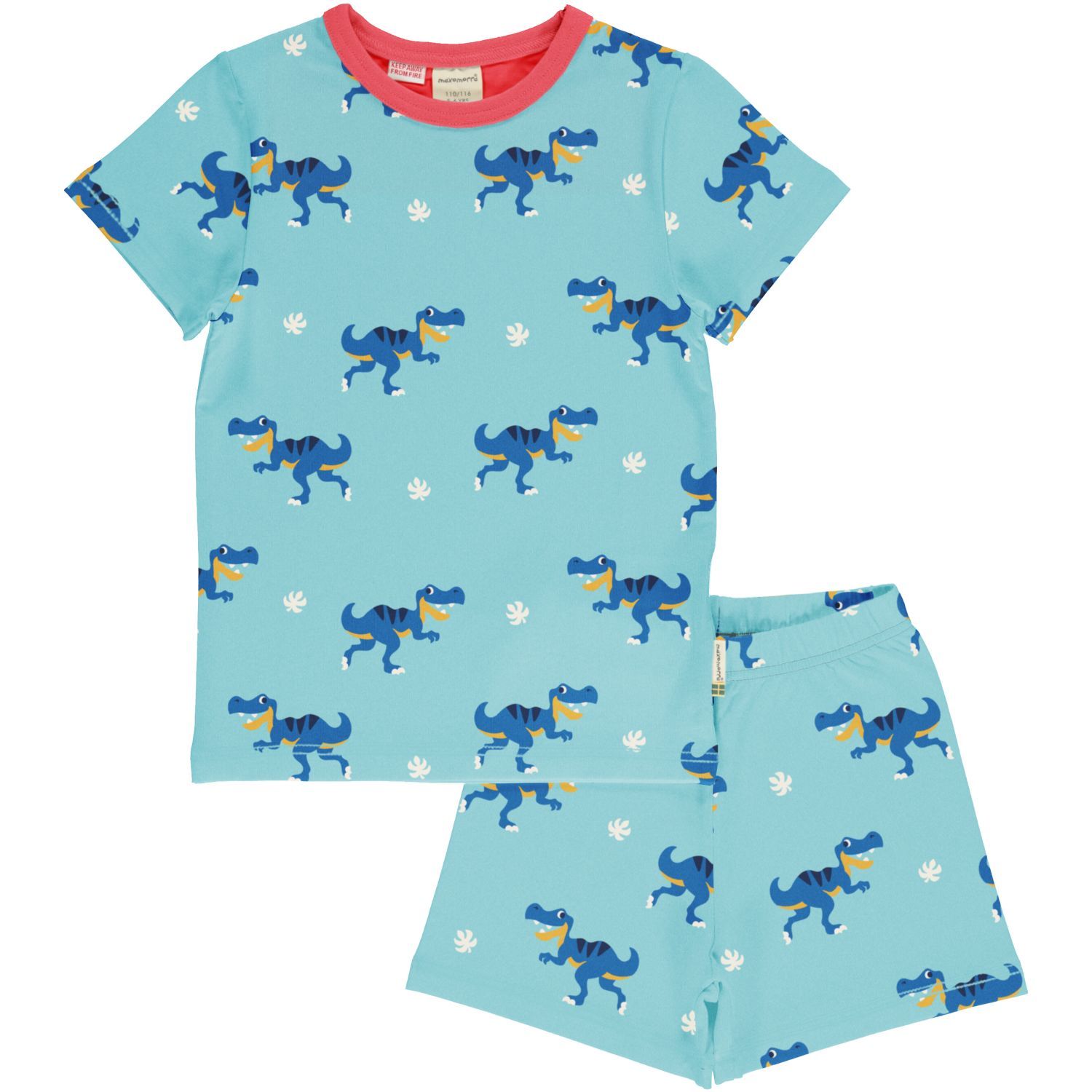 Maxomorra Pyjama SS Dino Blue
