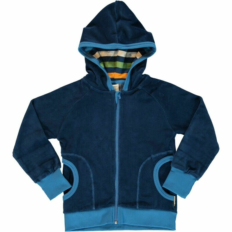 Maxomorra Cardigan Hood Velour Navy