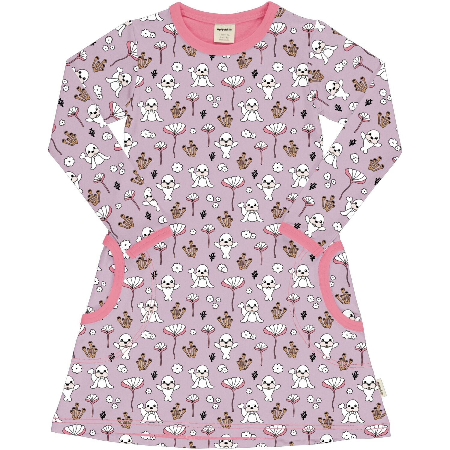 Meyadey by Maxomorra Dress LS Coral & Seal Meyadey by Maxomorra Dress LS Coral & Seal